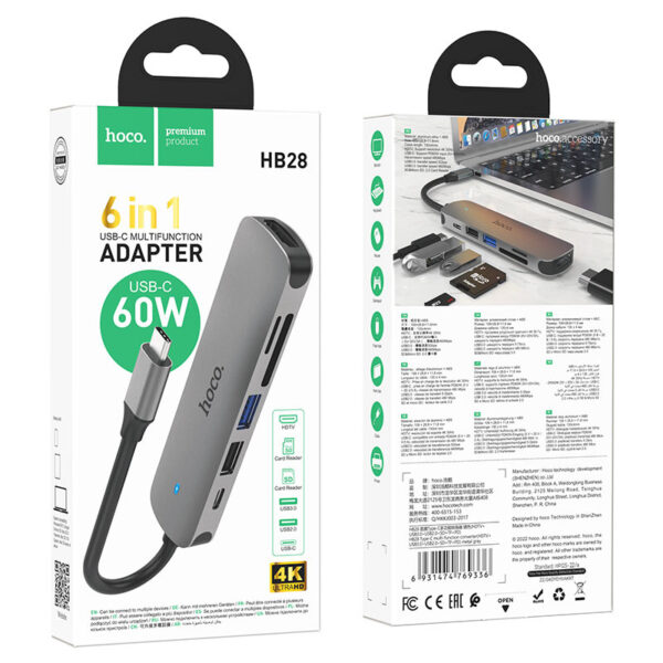 Hoco HB28 Type-C multi-function converter ( HDTV + USB3.0 + USB2.0 + SD + TF + PD)